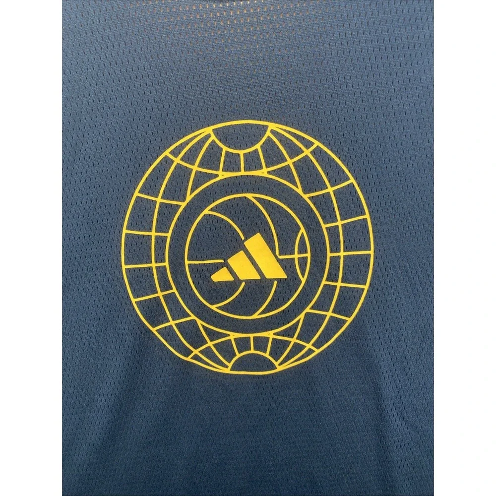 Adidas Tank Top Mens XL  Yellow Navy Reversible  Jersey Basketball Training C15